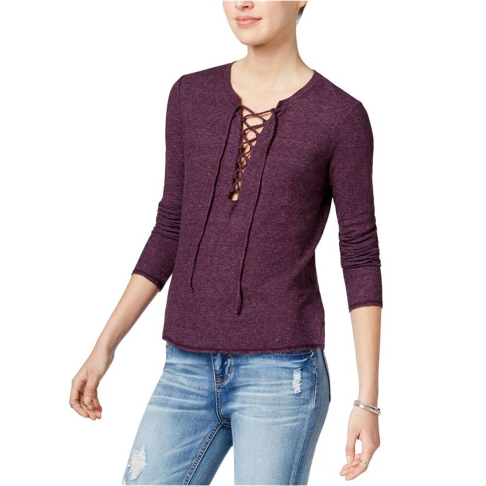 Chelsea Sky Womens Lace-Up Shell Blouse, NWT